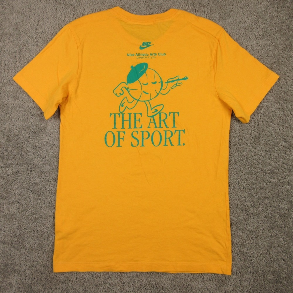 Nike Shirt Mens Small Yellow The Art Of Sport Graphic Cotton Casual Tee EUC